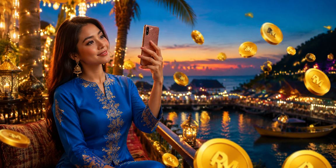 Woman in baju kurung using the bt50 mobile app to access casino and sports content in Malaysia